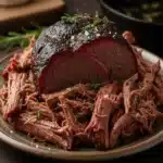served smoked chuck roast slices smoked chuck roast