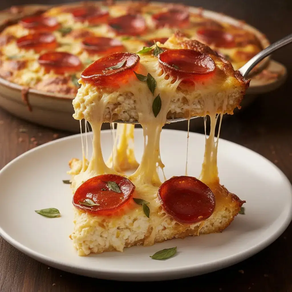 Serving a slice of Pizza Style Cottage Cheese Bake