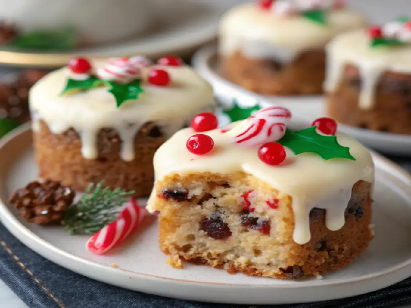 decorated Mary Berry Mini Christmas Cakes