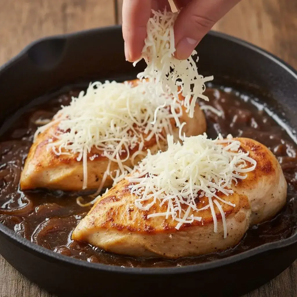 adding cheese to french onion chicken recipe