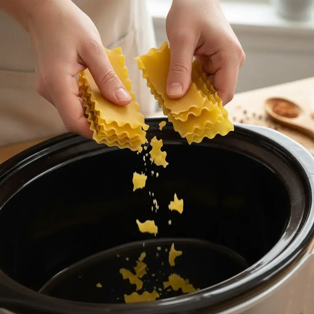 breaking lasagna noodles for soup