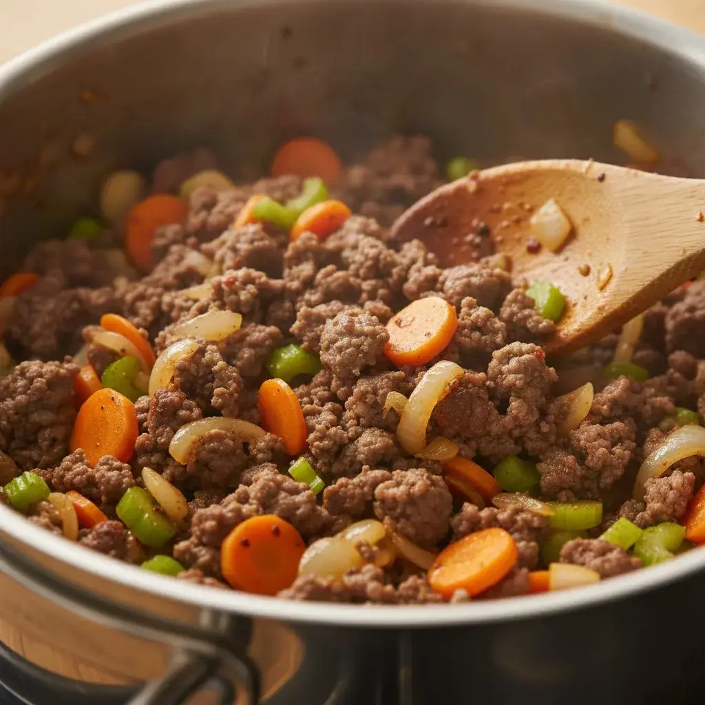 Ground Beef Cabbage Soup Recipe 9 browning beef and vegetables for cabbage soup