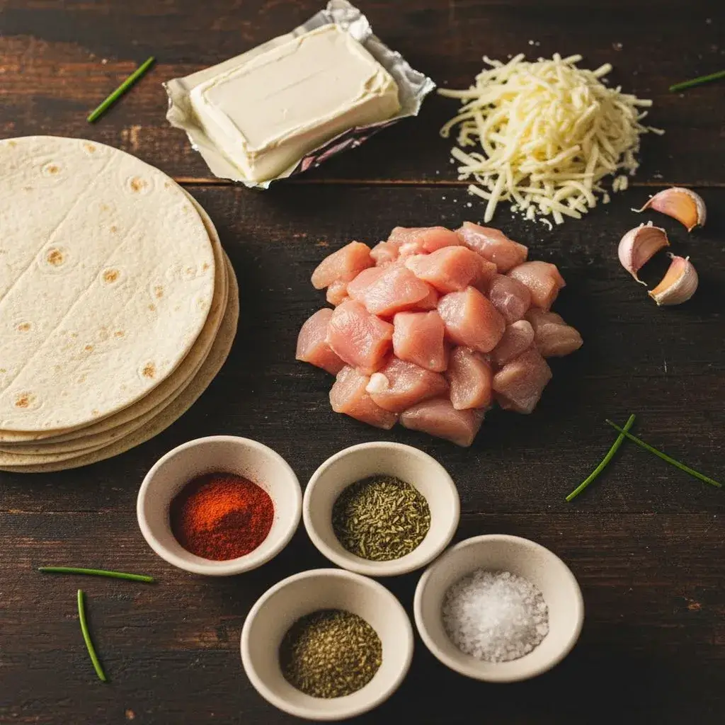 ingredients for easy cheesy chicken wraps