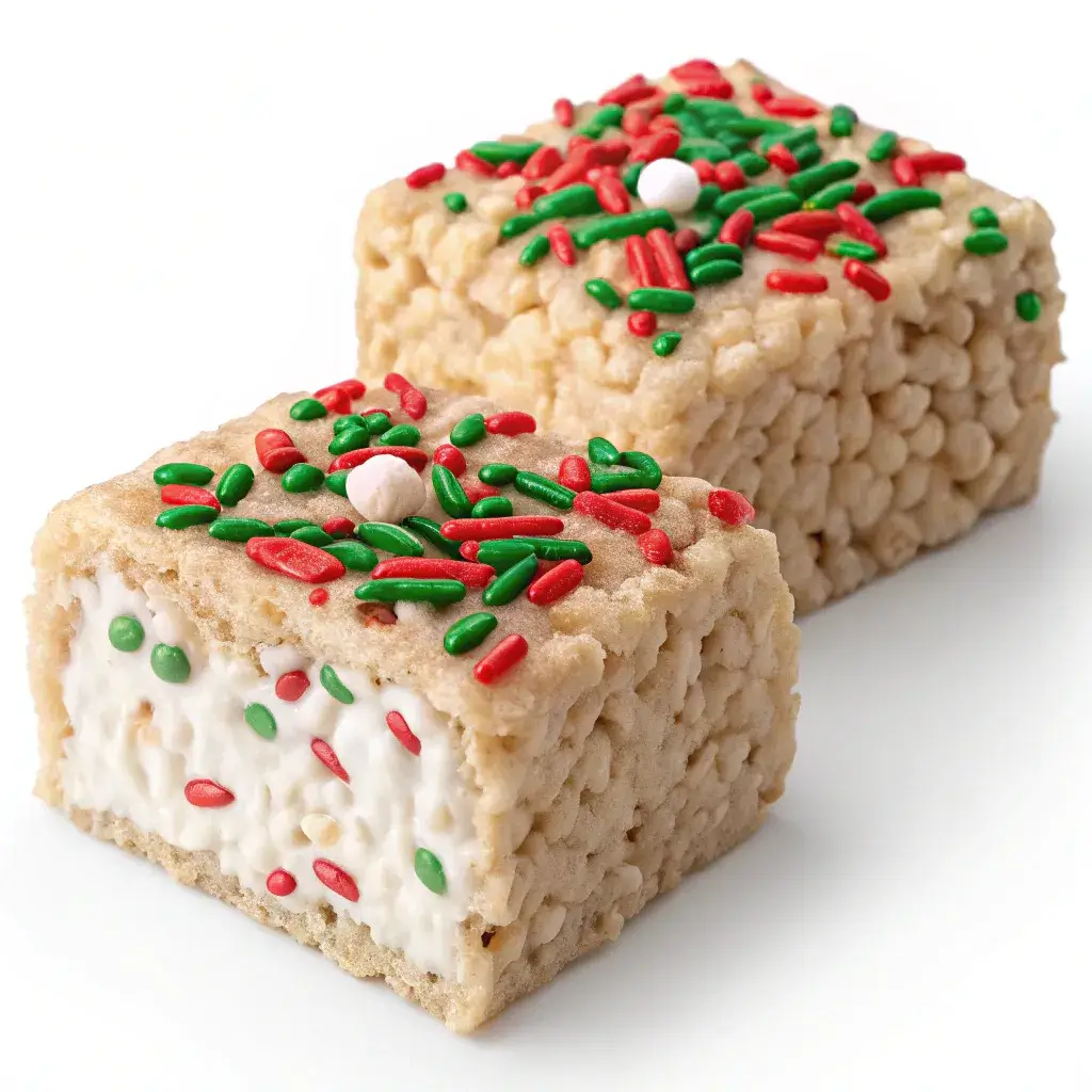 a stack of festive christmas rice crispy treats