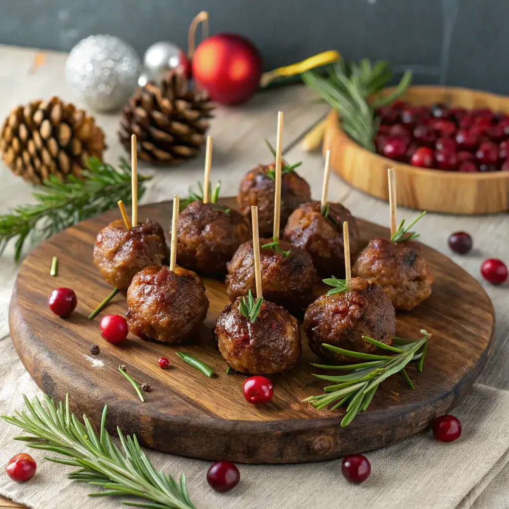 festive holiday meatball appetizer platter