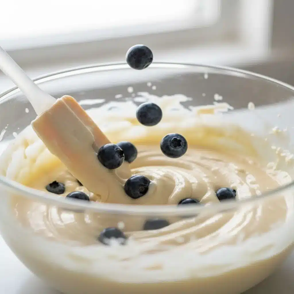 Healthy Greek Yogurt Blueberry Protein Muffins 8 folding-blueberries-into-muffin-batter