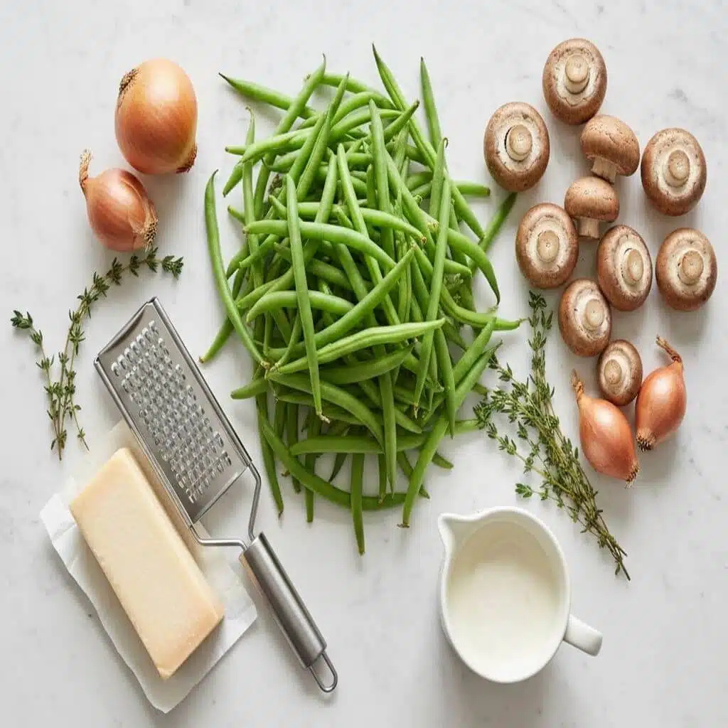 fresh ingredients for homemade green bean casserole