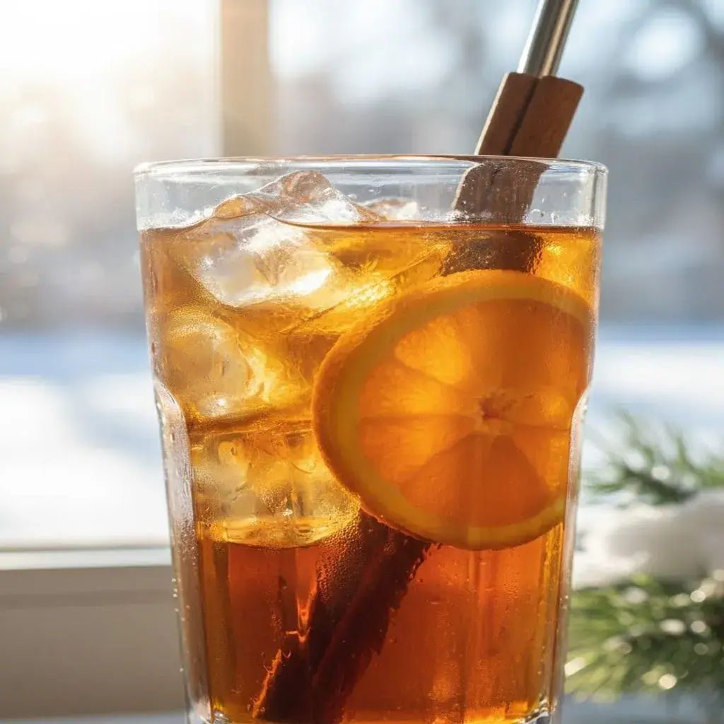 iced holiday spice tea in a glass