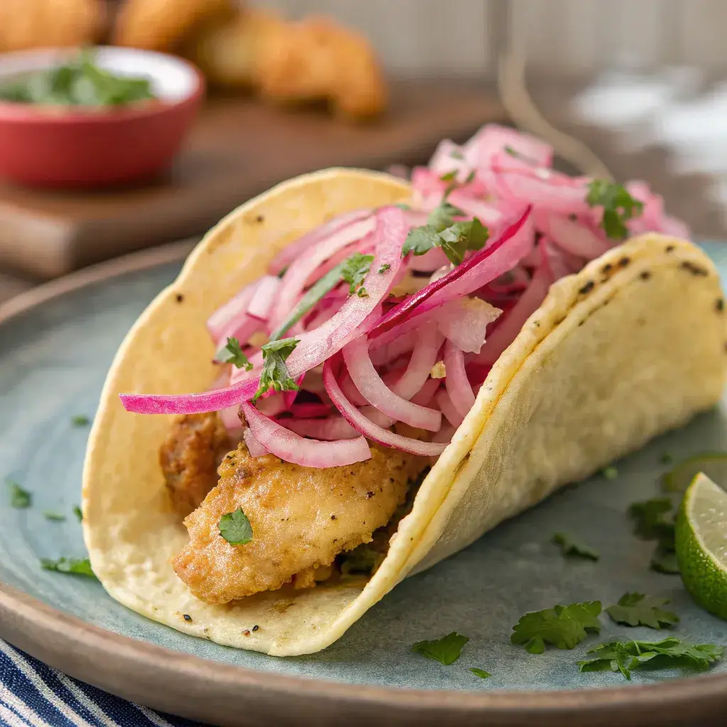 Pickled Red Onions: The Zesty, Colorful Condiment That Makes Everything Better 6 using pickled red onions on a fish taco