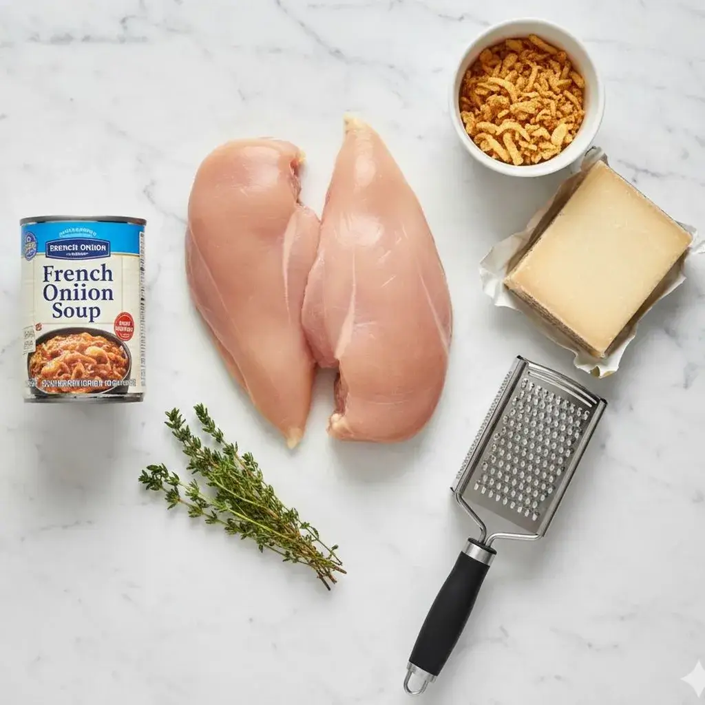 ingredients for easy french onion soup chicken