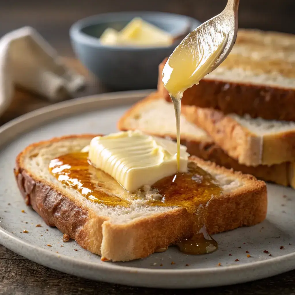 serving toasted zero carb yogurt bread with butter