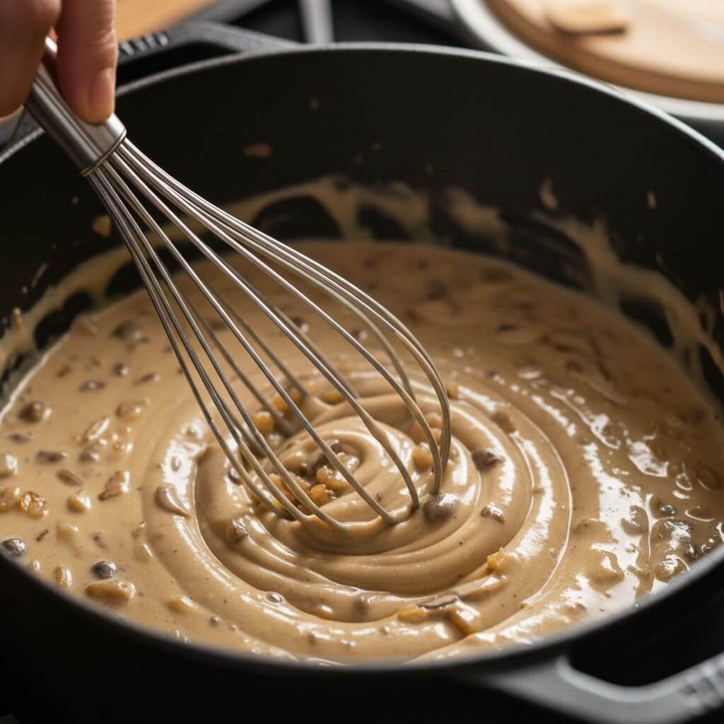 making creamy sauce for green bean casserole from scratch
