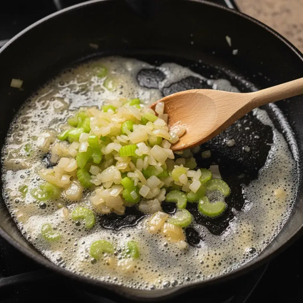 sautéing onions and celery in butter for stuffing