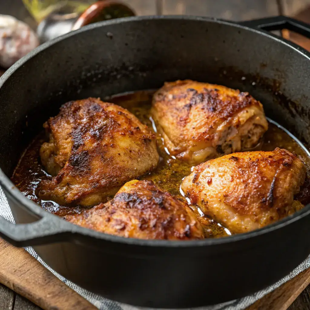 searing chicken thighs for caramelised soy chicken