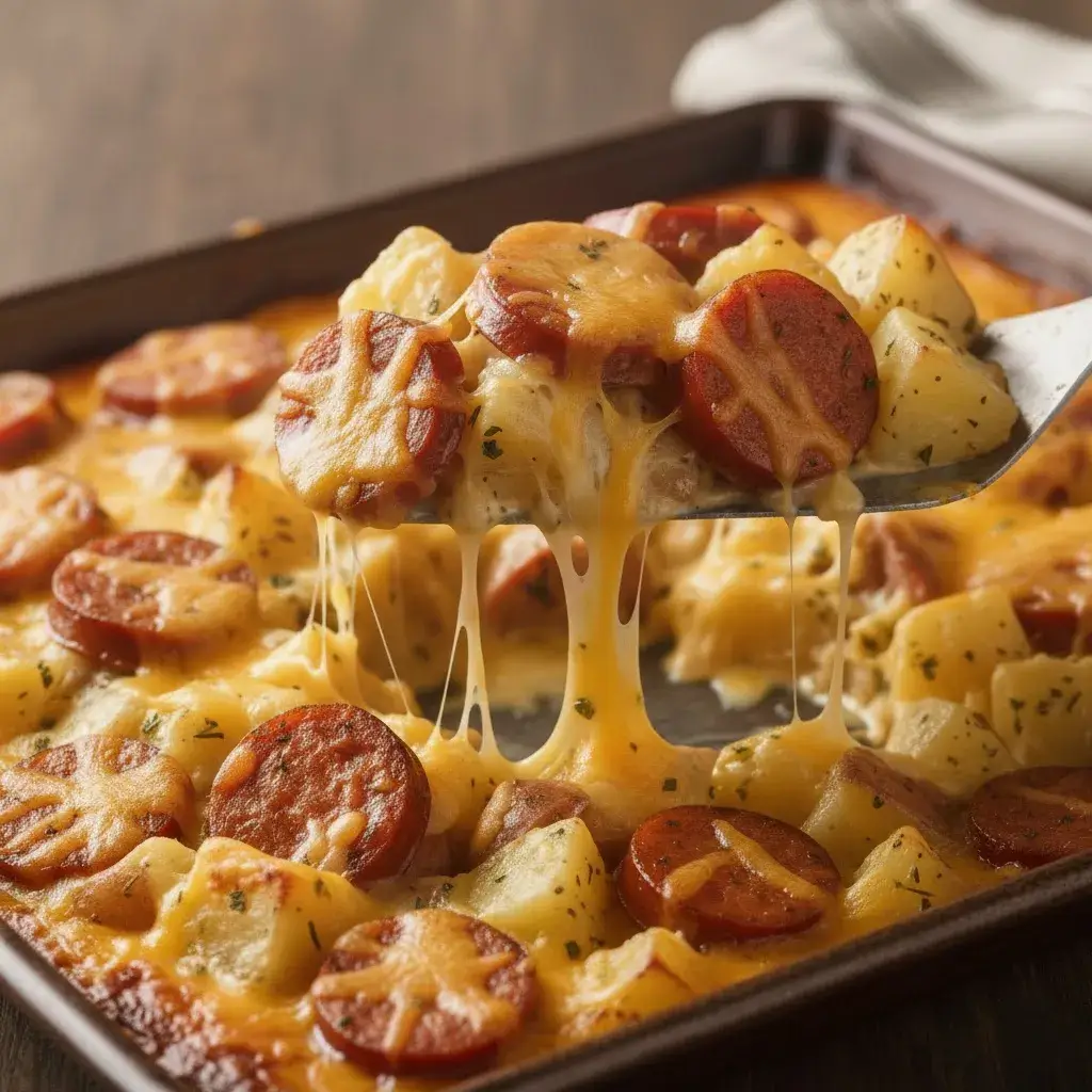 Cheesy Ranch Potatoes and Smoked Sausage: The Ultimate One-Pan Comfort Food 11 serving hot cheesy ranch potatoes and sausage