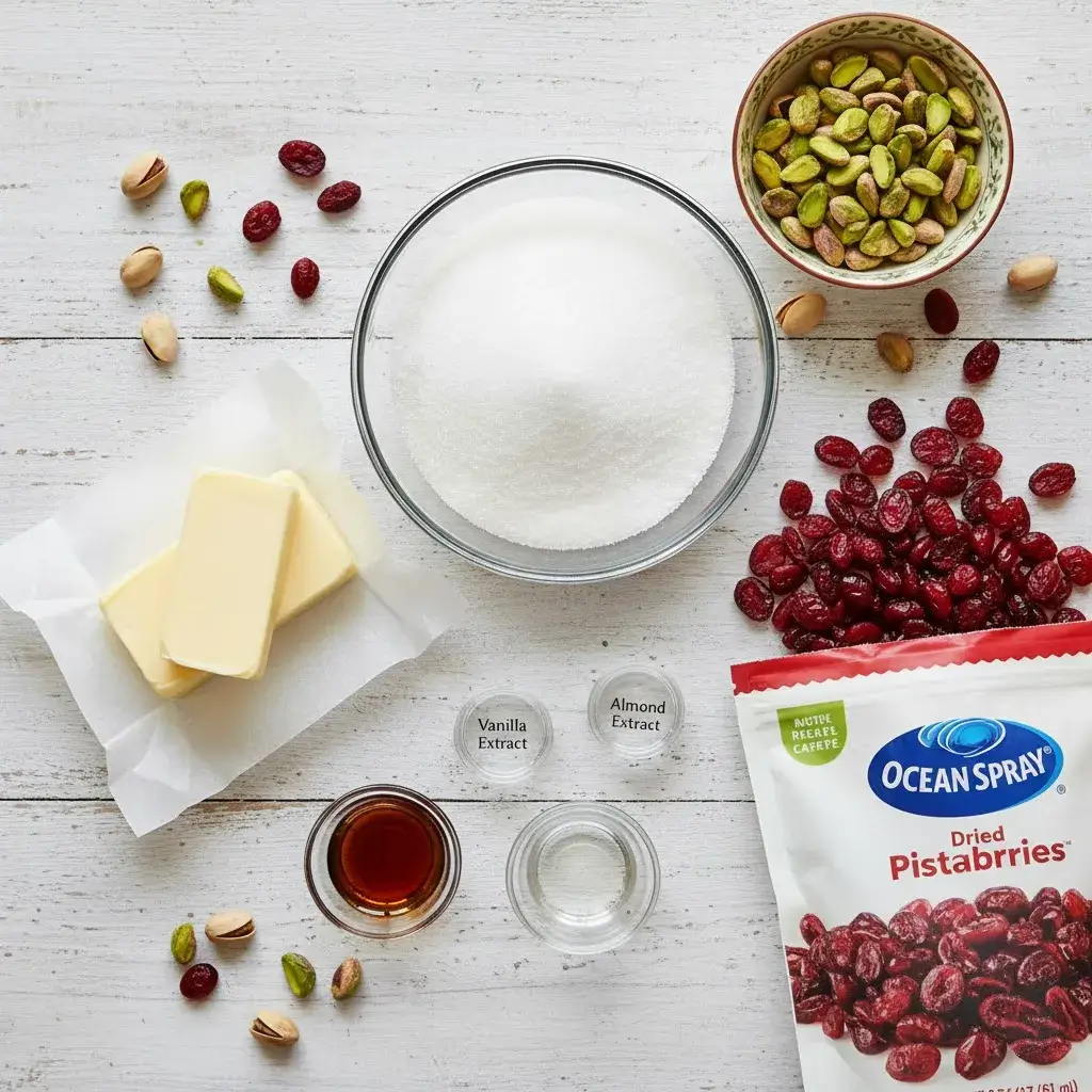 Cranberry Pistachio Shortbread Cookies: The Elegant, No-Chill Holiday Classic 8 simple ingredients for cranberry pistachio shortbread cookies