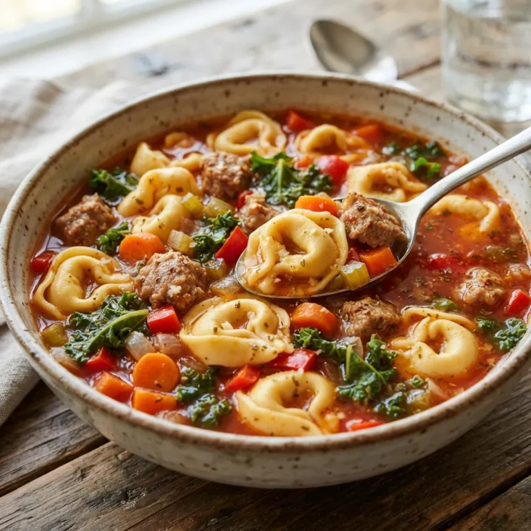 Autumn Tortellini Soup with Sausage 5 bowl of autumn tortellini soup with sausage and kale