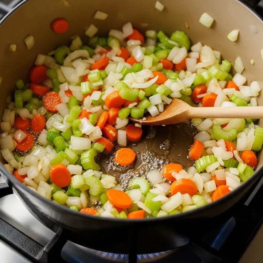 Easy Vegan Potato and Corn Chowder 7 Sautรฉ the Veggie Base