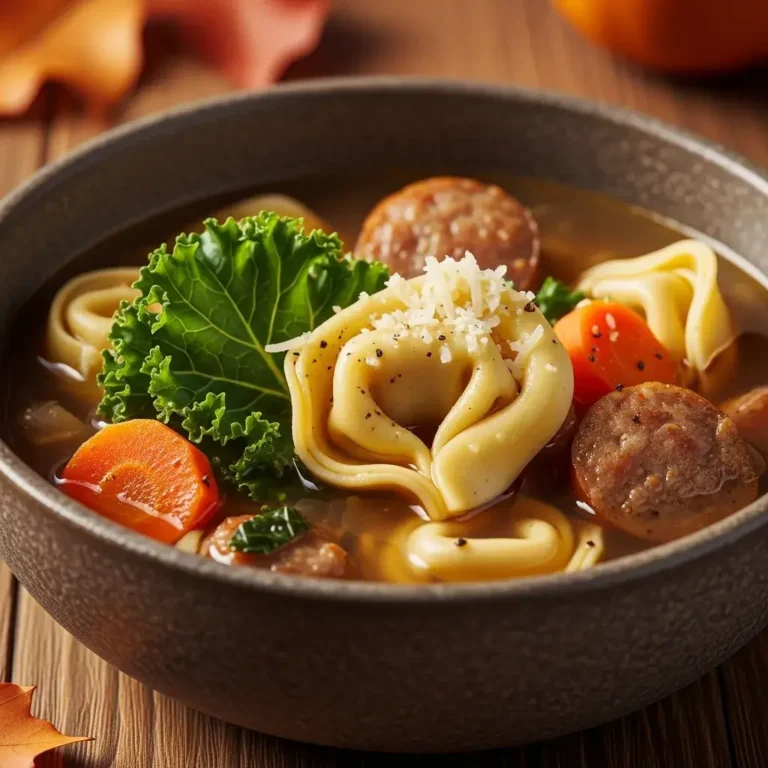 Autumn Tortellini Soup with Sausage 5 bowl of autumn tortellini soup with sausage and kale