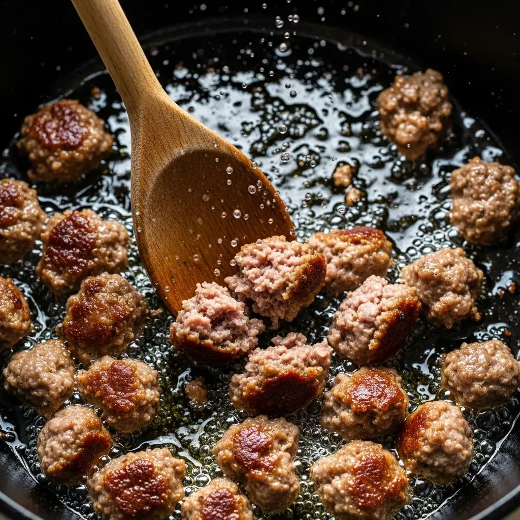 Autumn Tortellini Soup with Sausage 8 browning italian sausage for tortellini soup