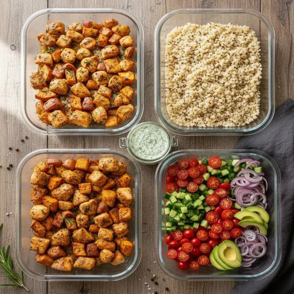 Healthy Chicken & Sweet Potato Bowls 11 meal-prep-healthy-bowl-components