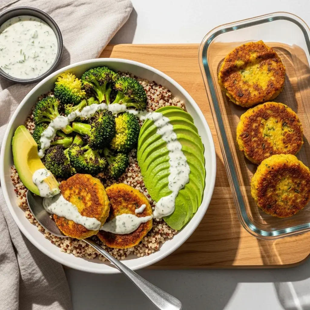 Chickpea Fritters with Veggies 11 chickpea-fritter-veggie-bowl-meal-prep
