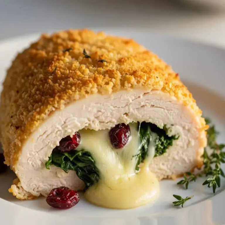 Cranberry & Spinach Stuffed Chicken with Brie 6 sliced Cranberry & Spinach stuffed chicken with brie