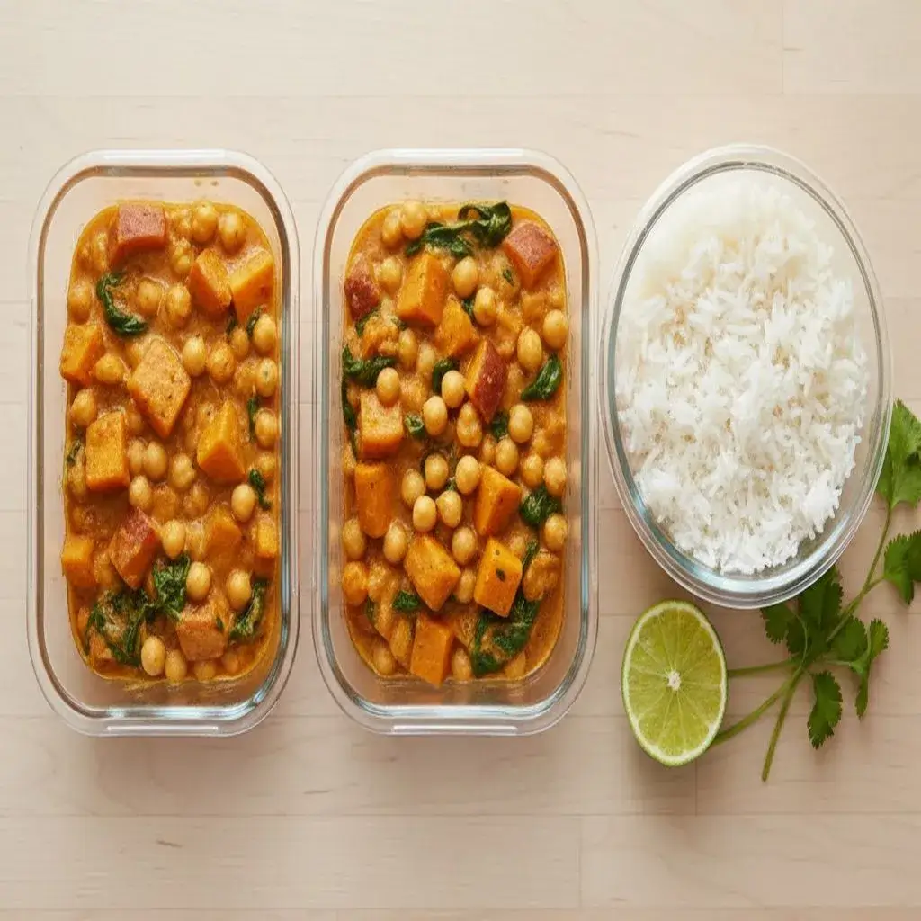 Easy 30-Minute Sweet Potato Chickpea Curry 11 meal prep sweet potato chickpea curry containers