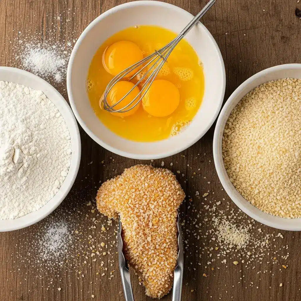 Baked Parmesan Crusted Chicken Recipes 9 dredging-station-for-parmesan-chicken