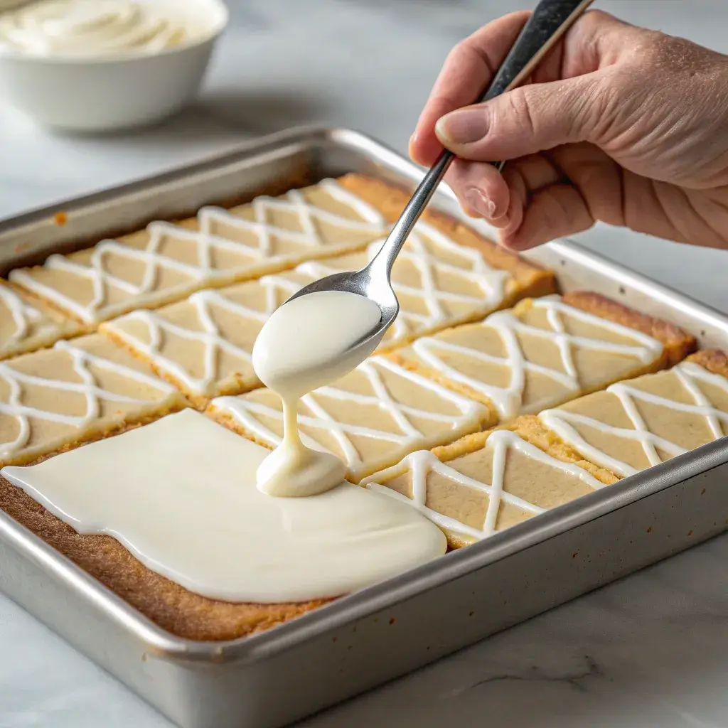 Cinnamon Roll Bliss Bars: Your Gooey, No-Yeast Dessert Dream 8 drizzling-glaze-on-cinnamon-roll-bars