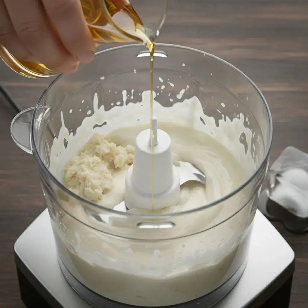 Chicken Shawarma with Garlic Sauce: The Best Homemade Middle Eastern Feast 8 making-creamy-garlic-sauce-toum