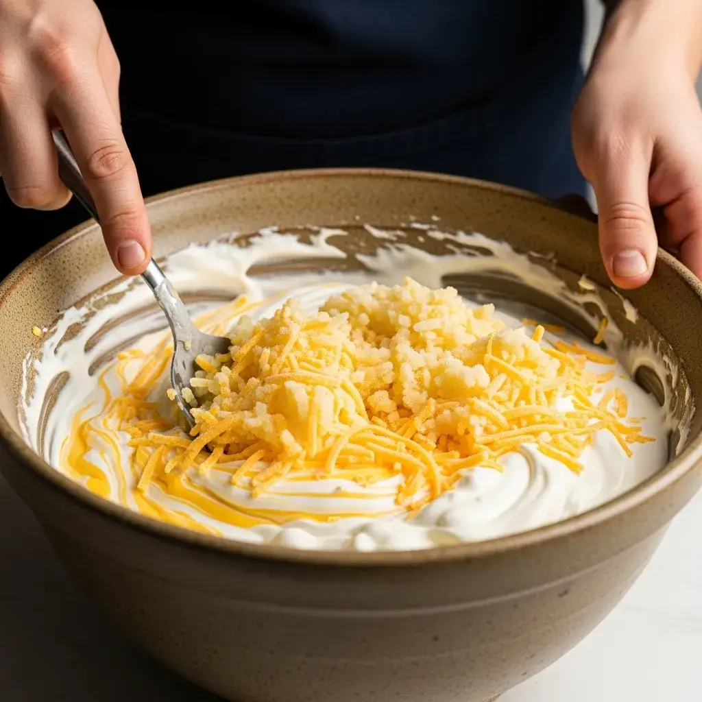 Classic Breakfast Hashbrown Casserole 8 mixing-hashbrown-casserole-ingredients