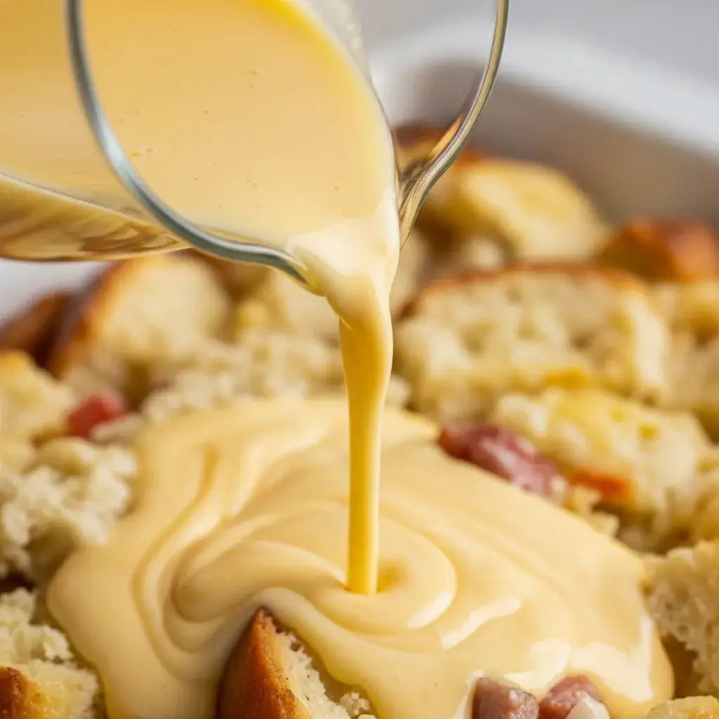 Crack Breakfast Casserole 9 pouring-custard-over-breakfast-casserole