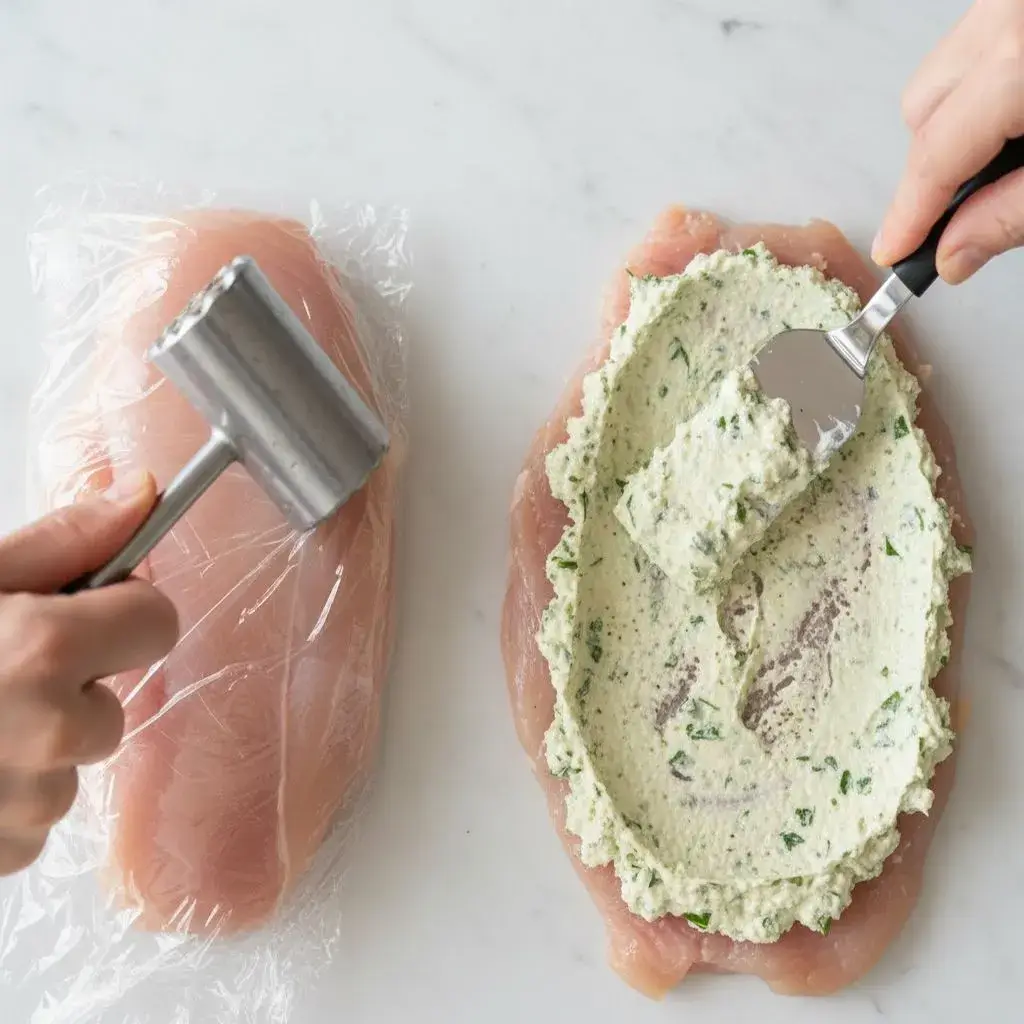 Herbed Ricotta Stuffed Chicken Rolls 8 pounding chicken and adding ricotta filling for rolls