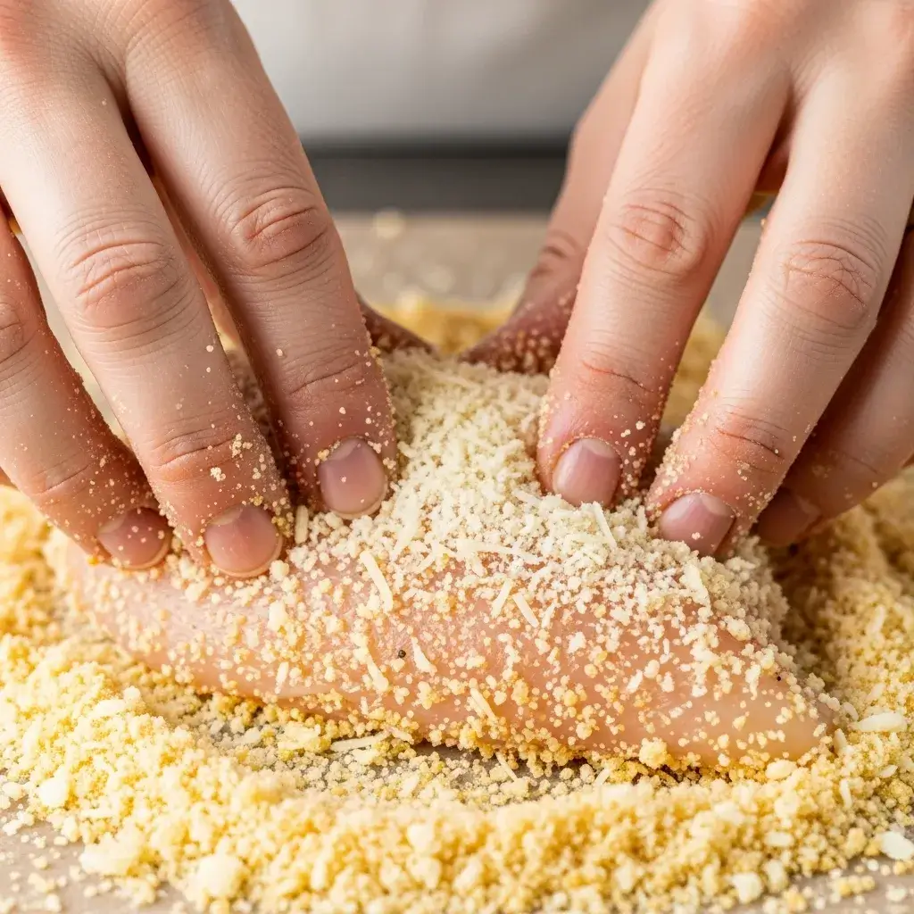 Baked Parmesan Crusted Chicken Recipes 10 pressing-chicken-into-parmesan-crust