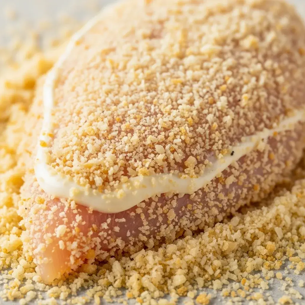 Oven Baked Parmesan Crusted Chicken with Mayonnaise Recipes 9 pressing-mayo-chicken-into-parmesan-panko-crust