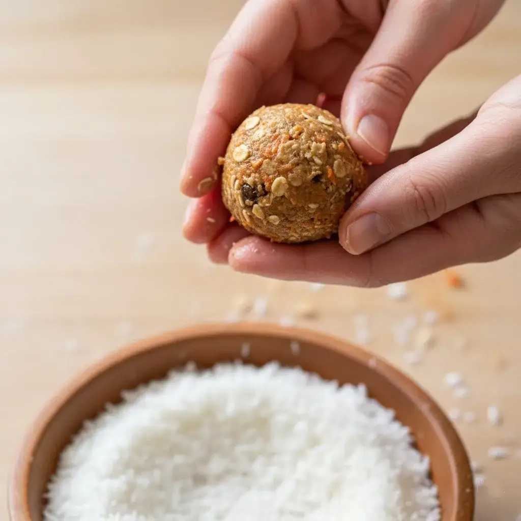 Carrot Cake Energy Balls: Your Healthy, No-Bake Snack Fix 8 rolling-energy-balls-by-hand