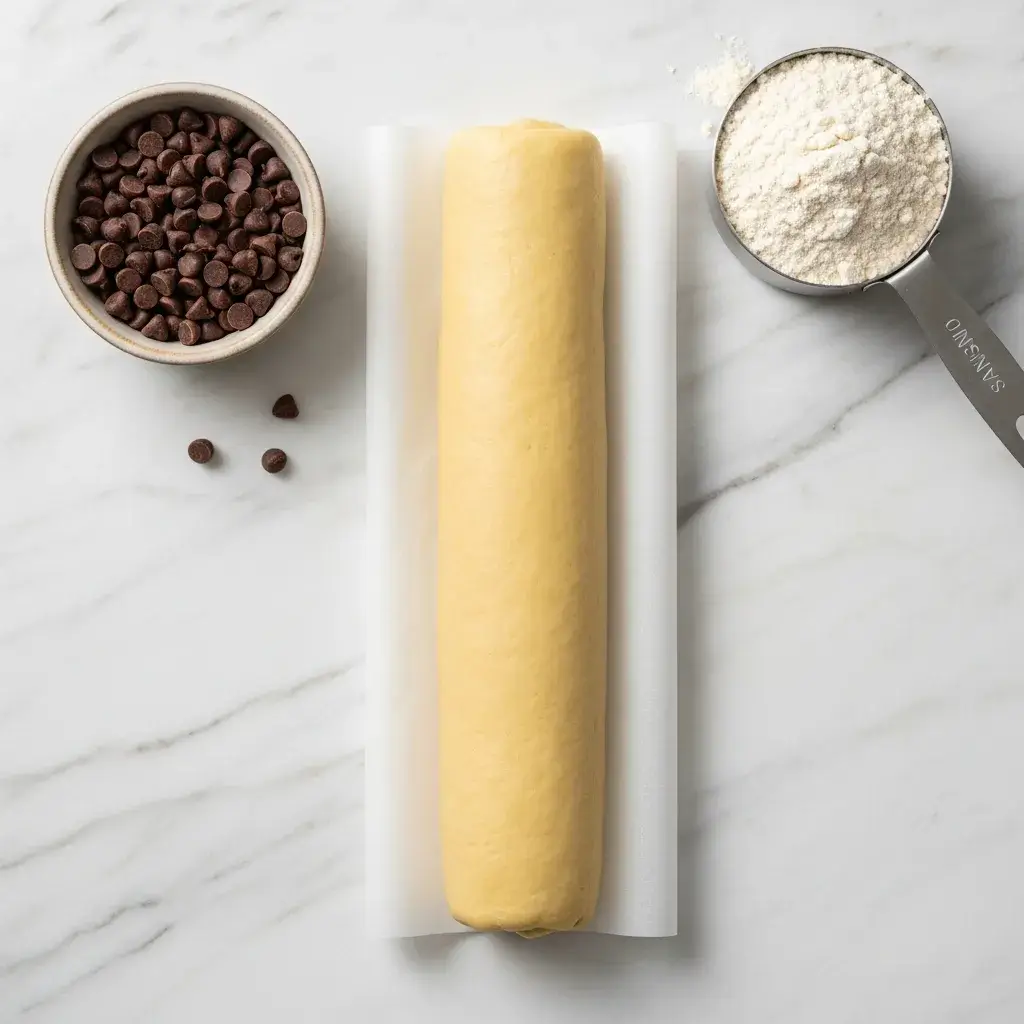 Chocolate Chip Shortbread Cookies 7 slice-and-bake chocolate chip shortbread dough log