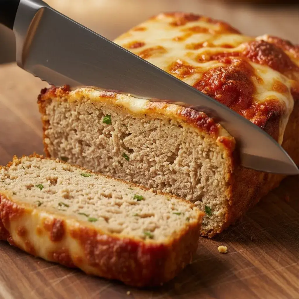 Lighter Parmesan Chicken Meatloaf: High-Protein Dinner 10 slicing juicy chicken parmesan meatloaf