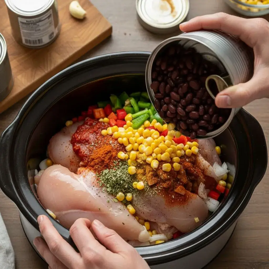 Crockpot Chicken Tortilla Soup: Your Coziest Set-It-And-Forget-It Meal 7 adding-ingredients-to-slow-cooker-for-tortilla-soup