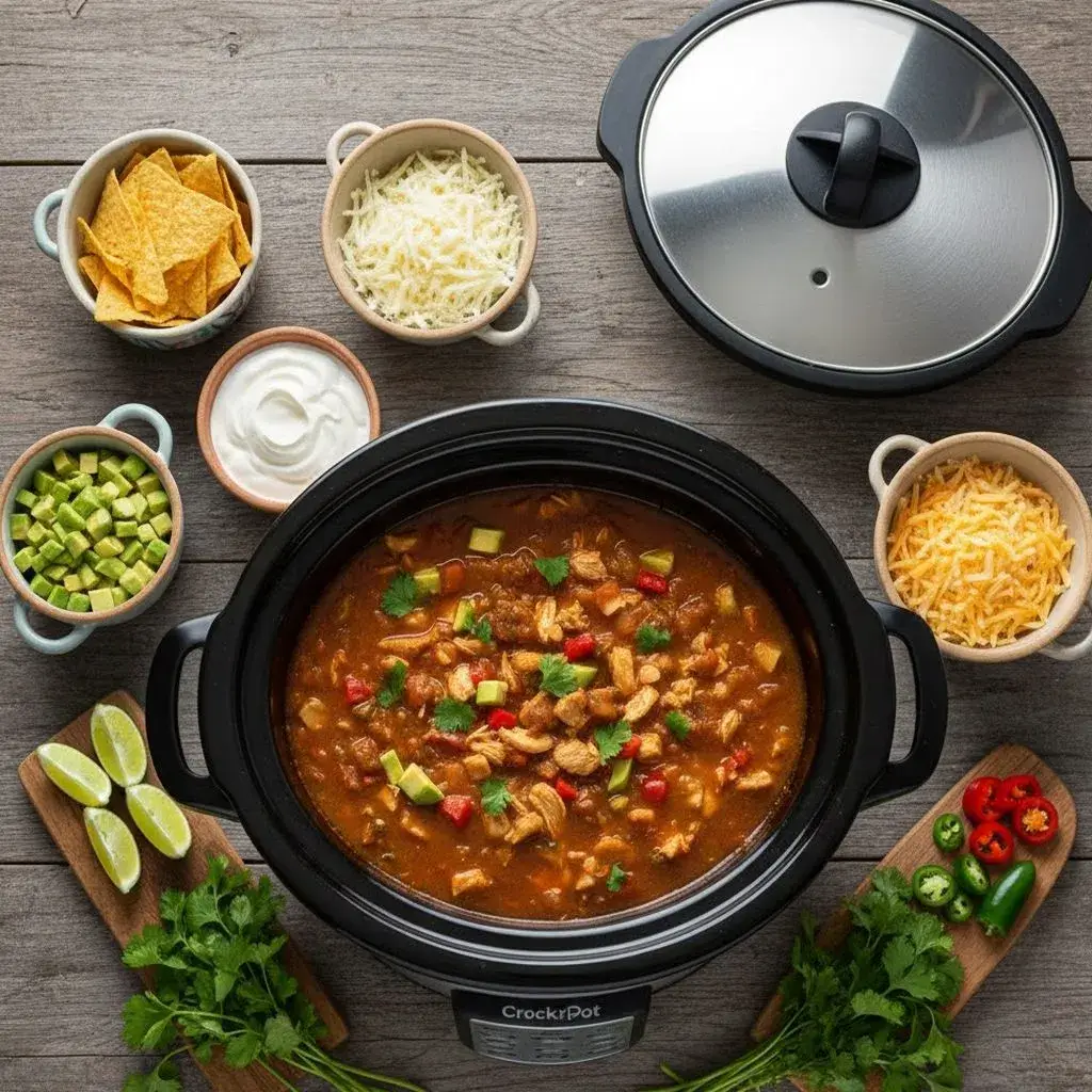 Crockpot Chicken Tortilla Soup: Your Coziest Set-It-And-Forget-It Meal 9 tortilla-soup-topping-bar-setup