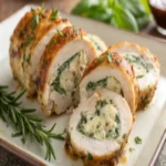 Herbed Ricotta Stuffed Chicken Rolls 7 sliced herbed ricotta stuffed chicken rolls