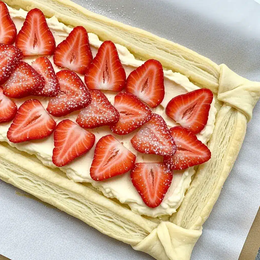 Strawberry Cream Cheese Danish Recipe: An Impressively Easy Breakfast Pastry 10 assembling strawberry cream cheese danish before baking