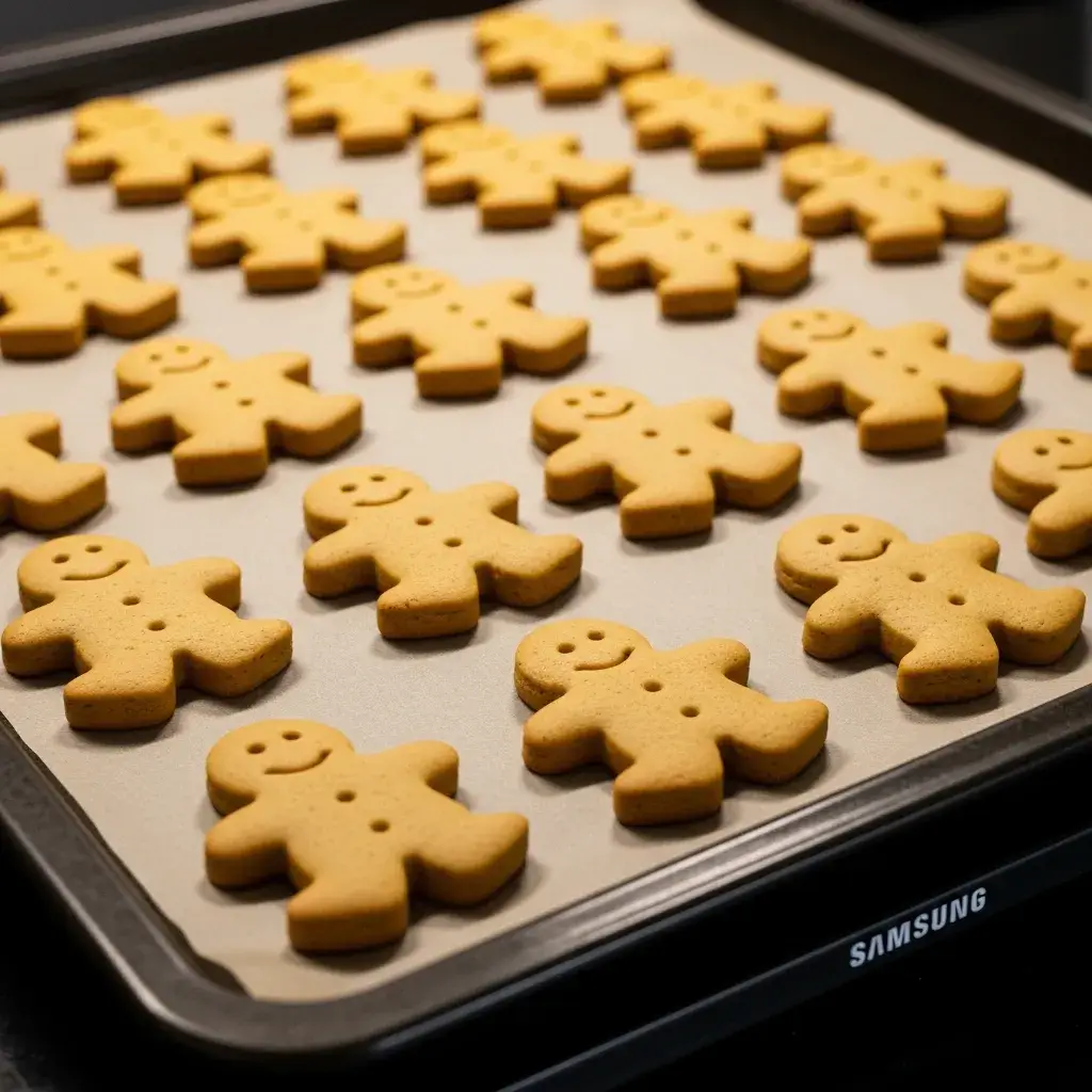 Gingerbread Cookie Recipe Without Molasses 10 baked gingerbread cookies without molasses on tray
