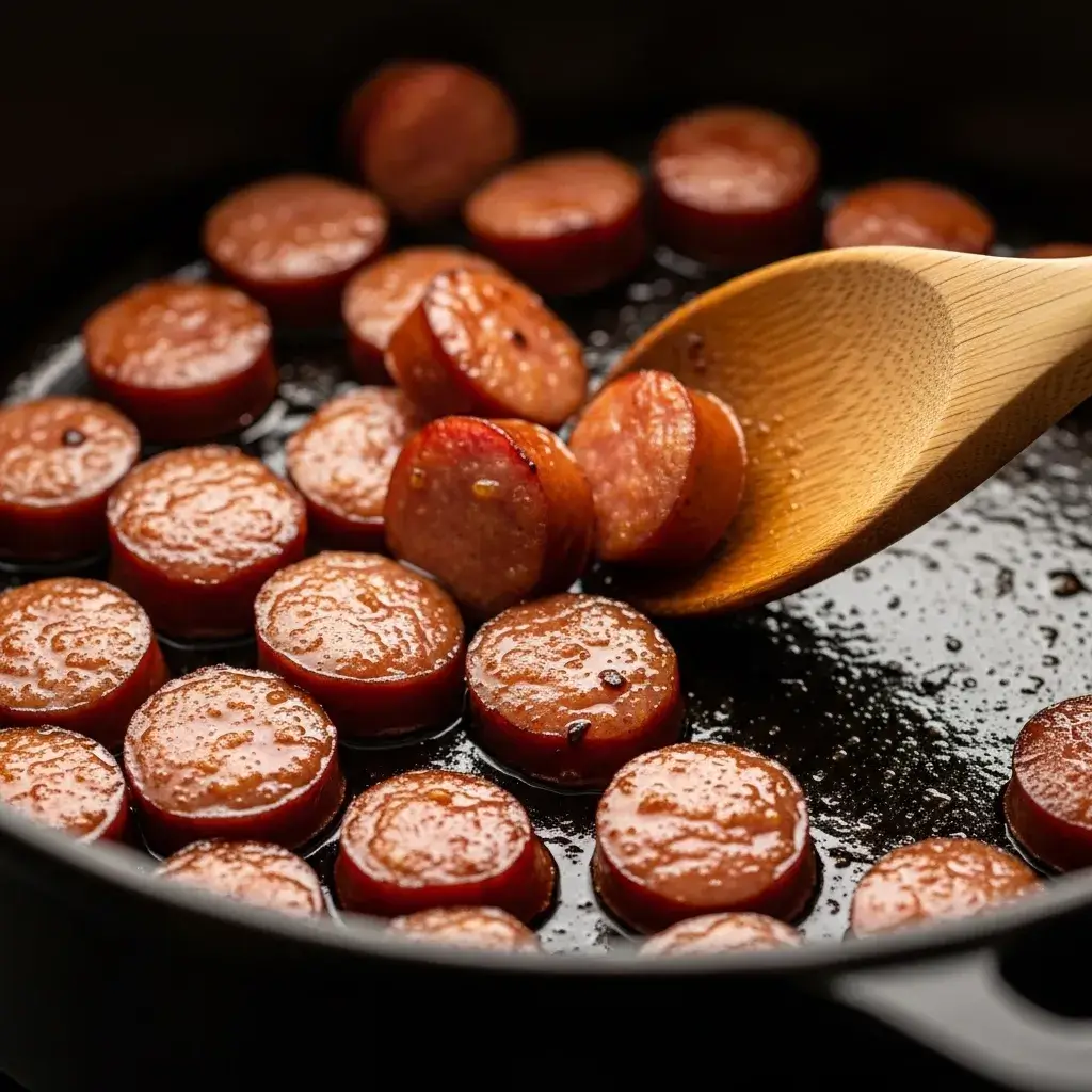 Sausage Potato and Corn Chowder 8 browning-sausage-for-chowder-in-pot