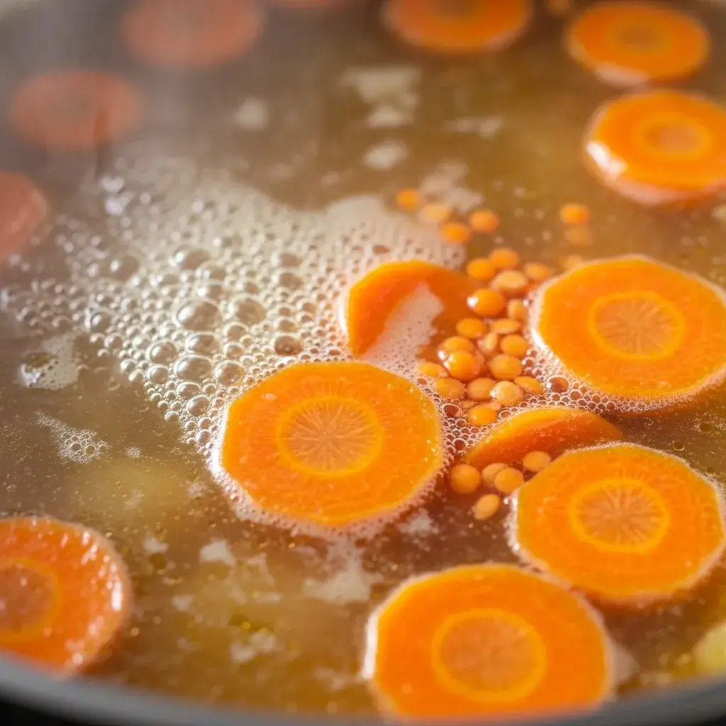Carrot and Lentil Soup 9 carrot-and-lentil-soup-simmering-pot