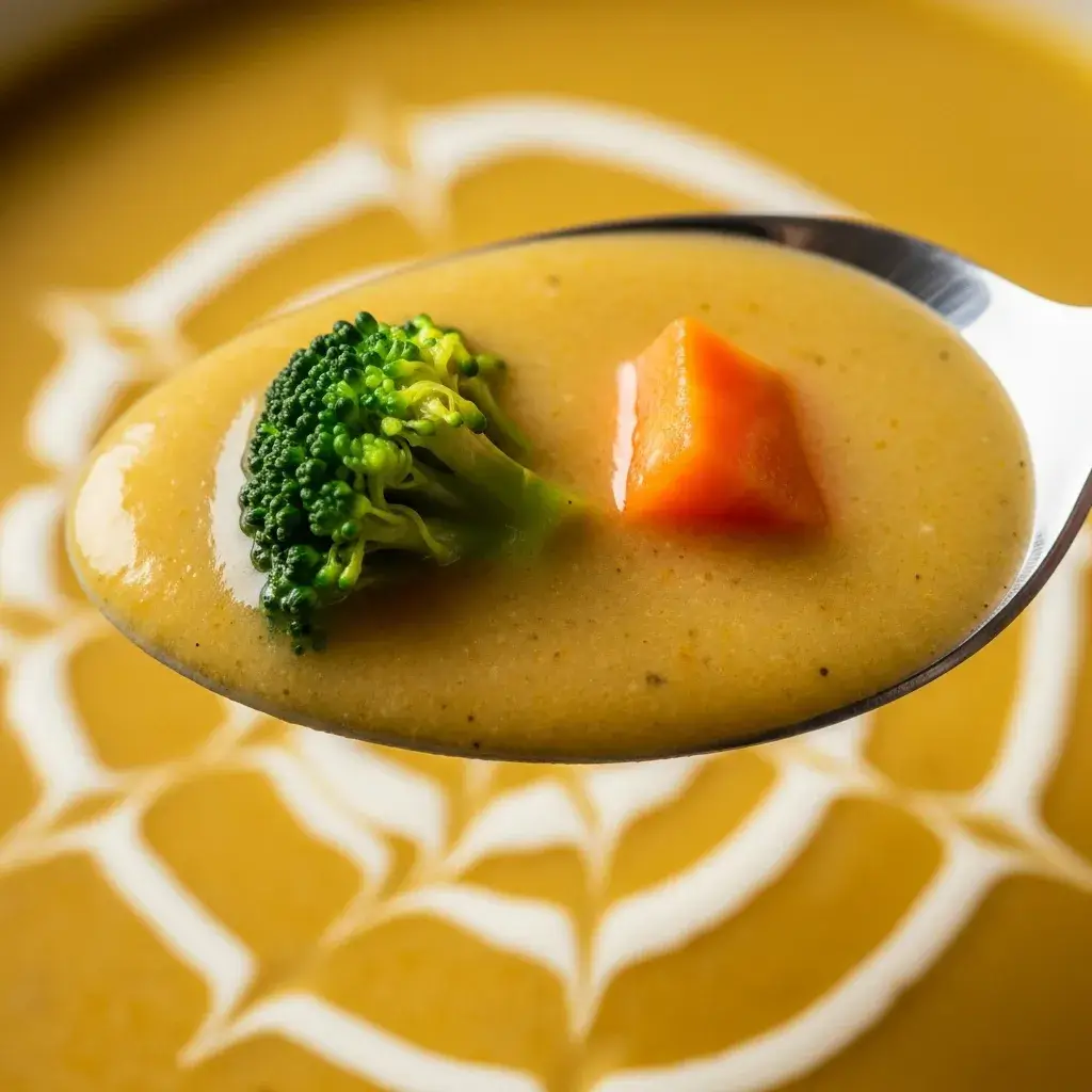 Vegan Broccoli Cheddar Soup Recipe: Unbelievably Creamy, 100% Plant-Based Comfort 11 close up of creamy dairy-free broccoli cheddar soup