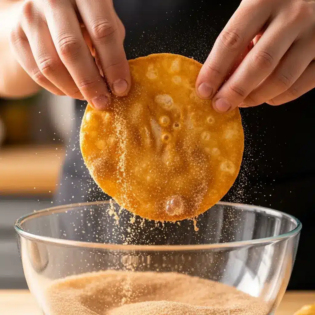 Buñuelos Recipe with Tortillas: The Crispy, 15-Minute Cinco de Mayo Treat 9 coating buñuelos with cinnamon sugar