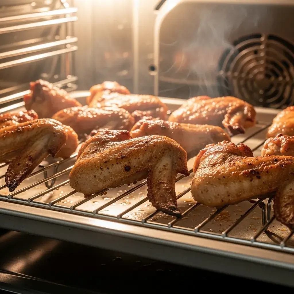 Crispy Baked Chicken Wings: The Secret to Perfect Oven-Baked Wings 9 crispy-baked-chicken-wings-on-rack-in-oven