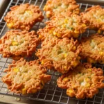 Amish Onion Fritters Recipe: Crispy, Sweet, Old-Fashioned Comfort in Every Bite 7 draining crispy onion fritters on rack